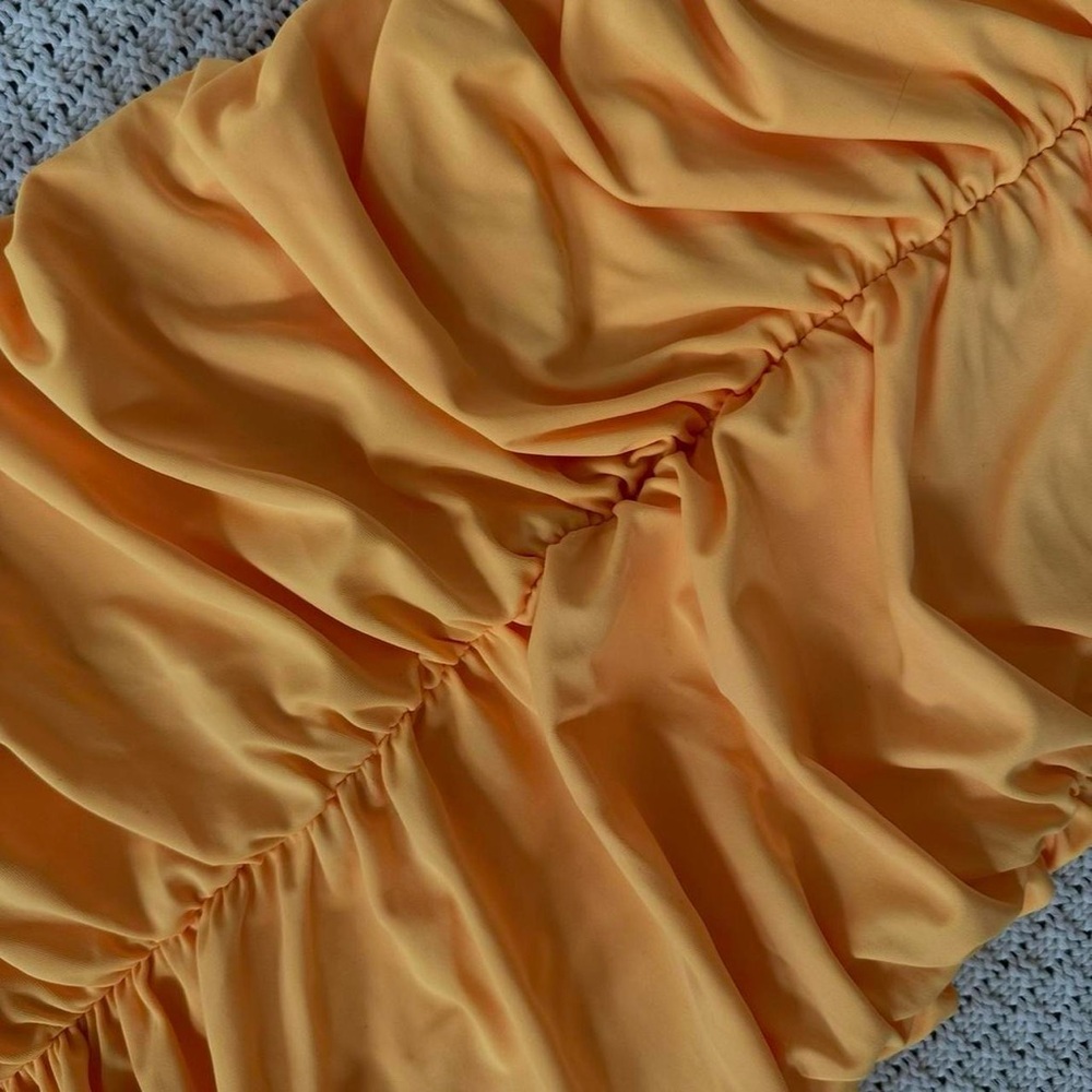 Tiger Mist Yellow Ruched Mini Dress - Picture 6 of 7